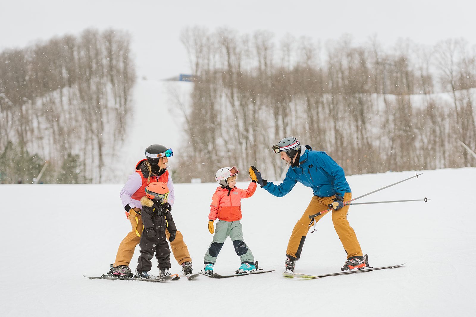 family of skiers