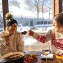 girls eating fondue at stein eriksen's