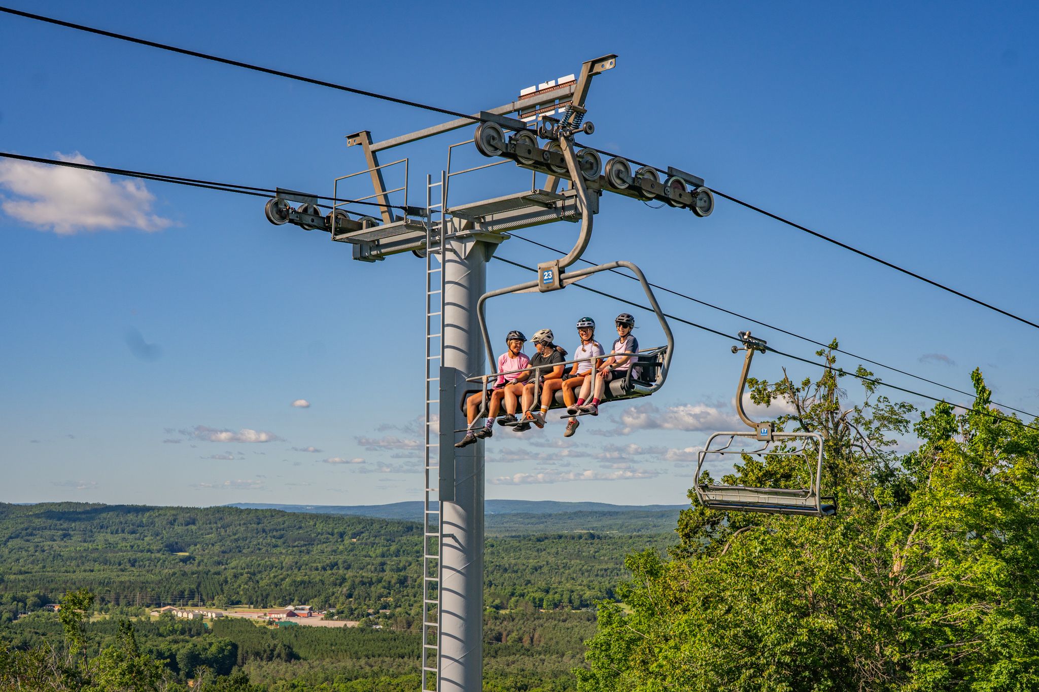 Group of Mountain Bikers on the top of Boyne Mountain