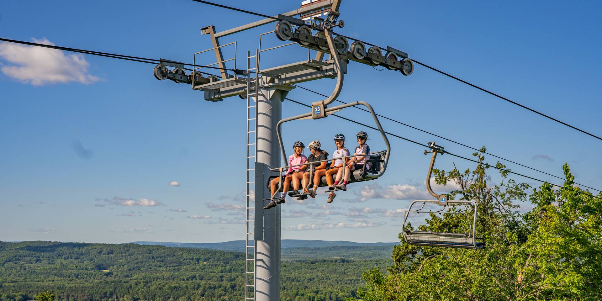 Group of Mountain Bikers on the top of Boyne Mountain