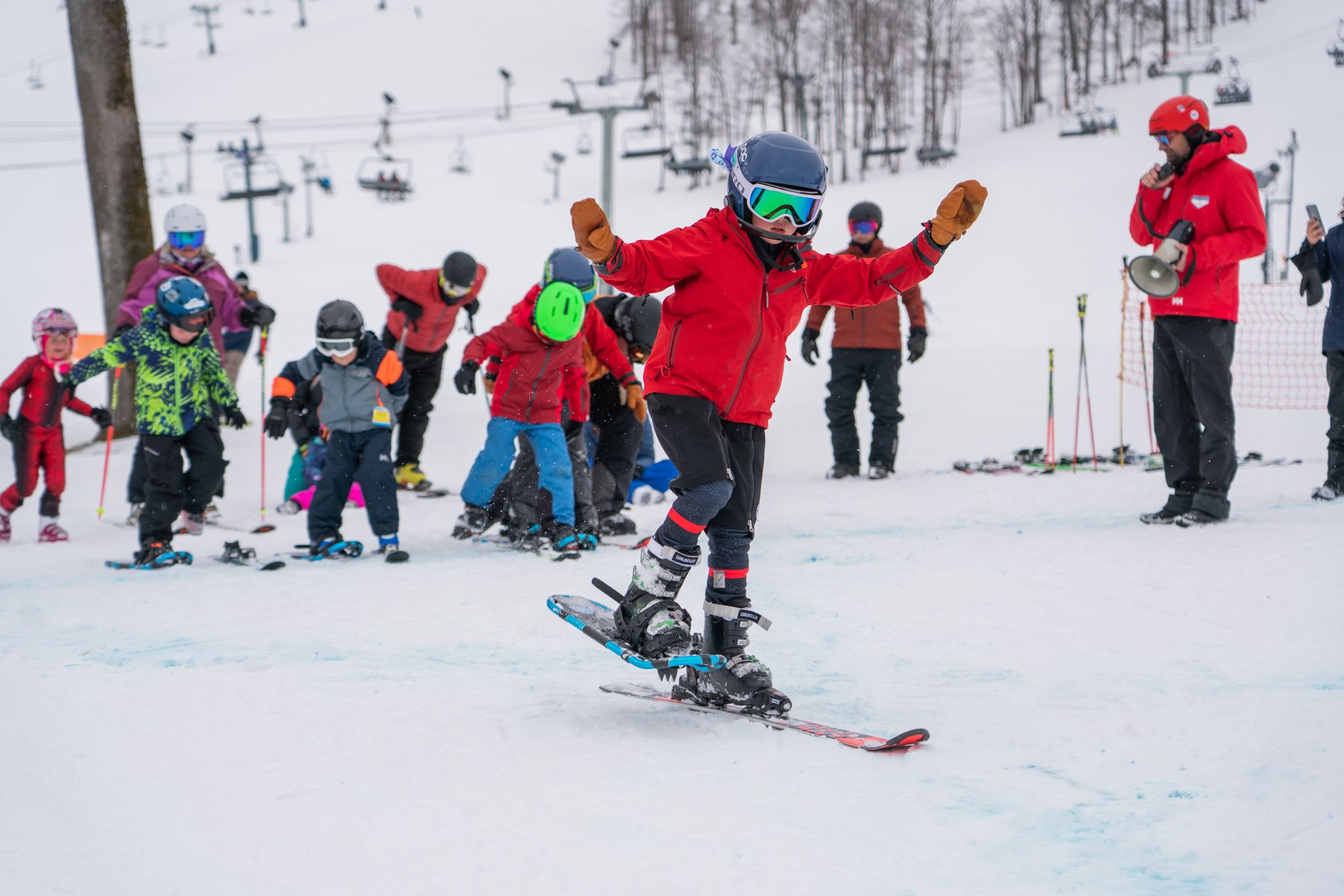 kids fest silly ski one ski race