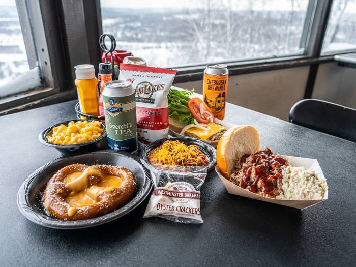food spread at the eagles nest at boyne mountain