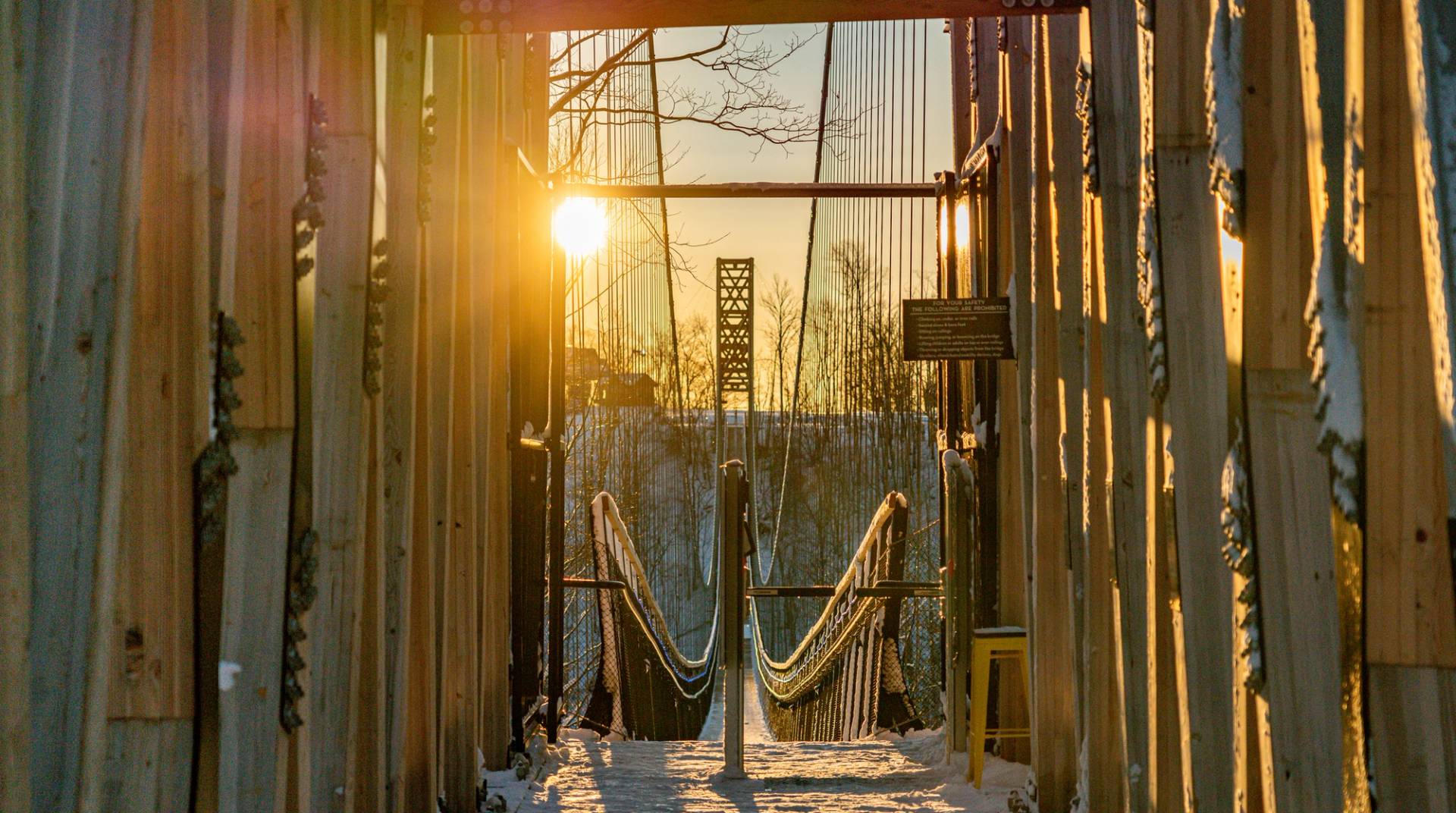 SkyBridge Michigan winter early morning