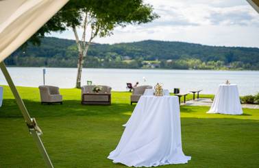 cocktail tables at deer lake wedding