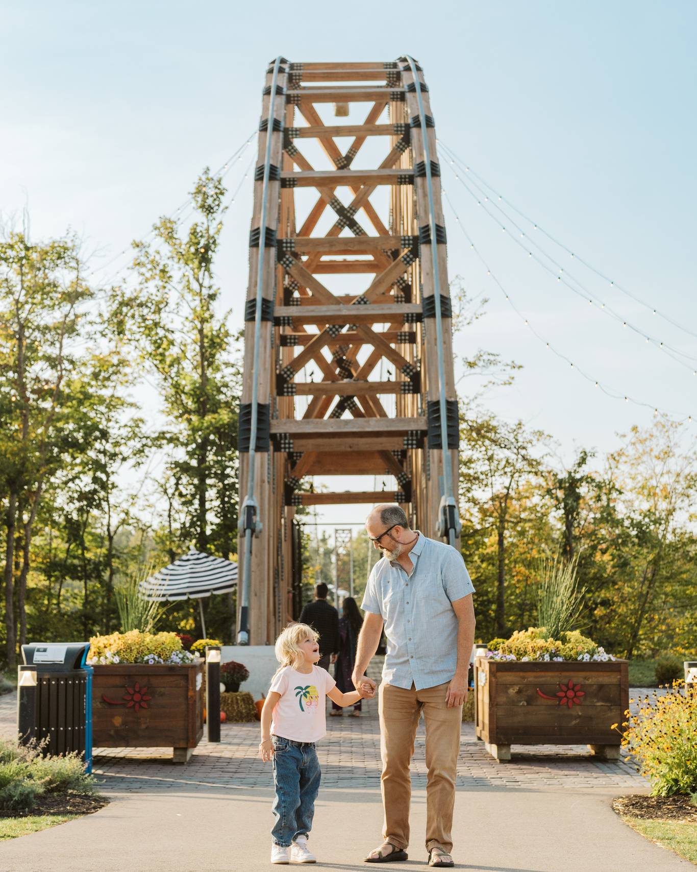 dad and child at skybridge michigan