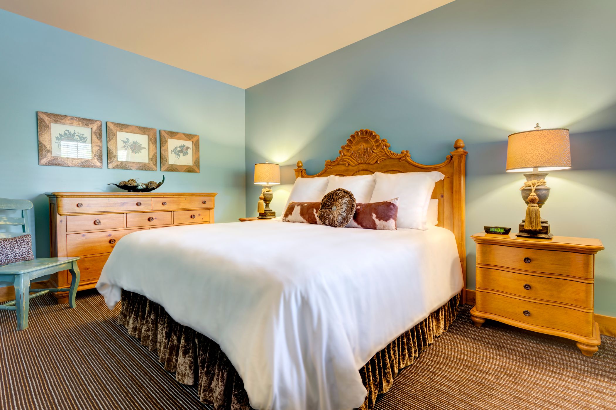 master bedroom in 2 bedroom creekside condo
