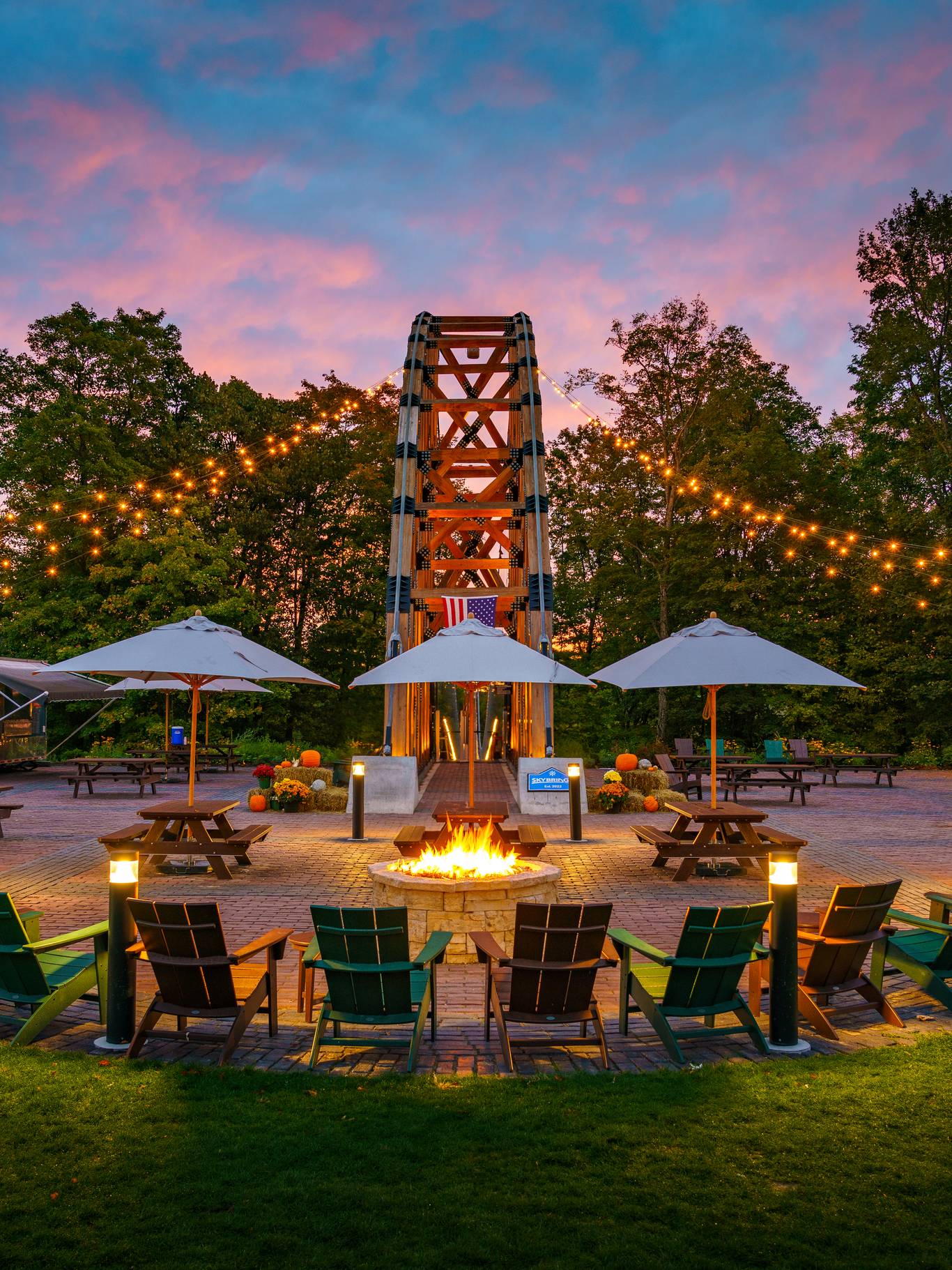 Disciples overlook patio area at SkyBridge Michigan