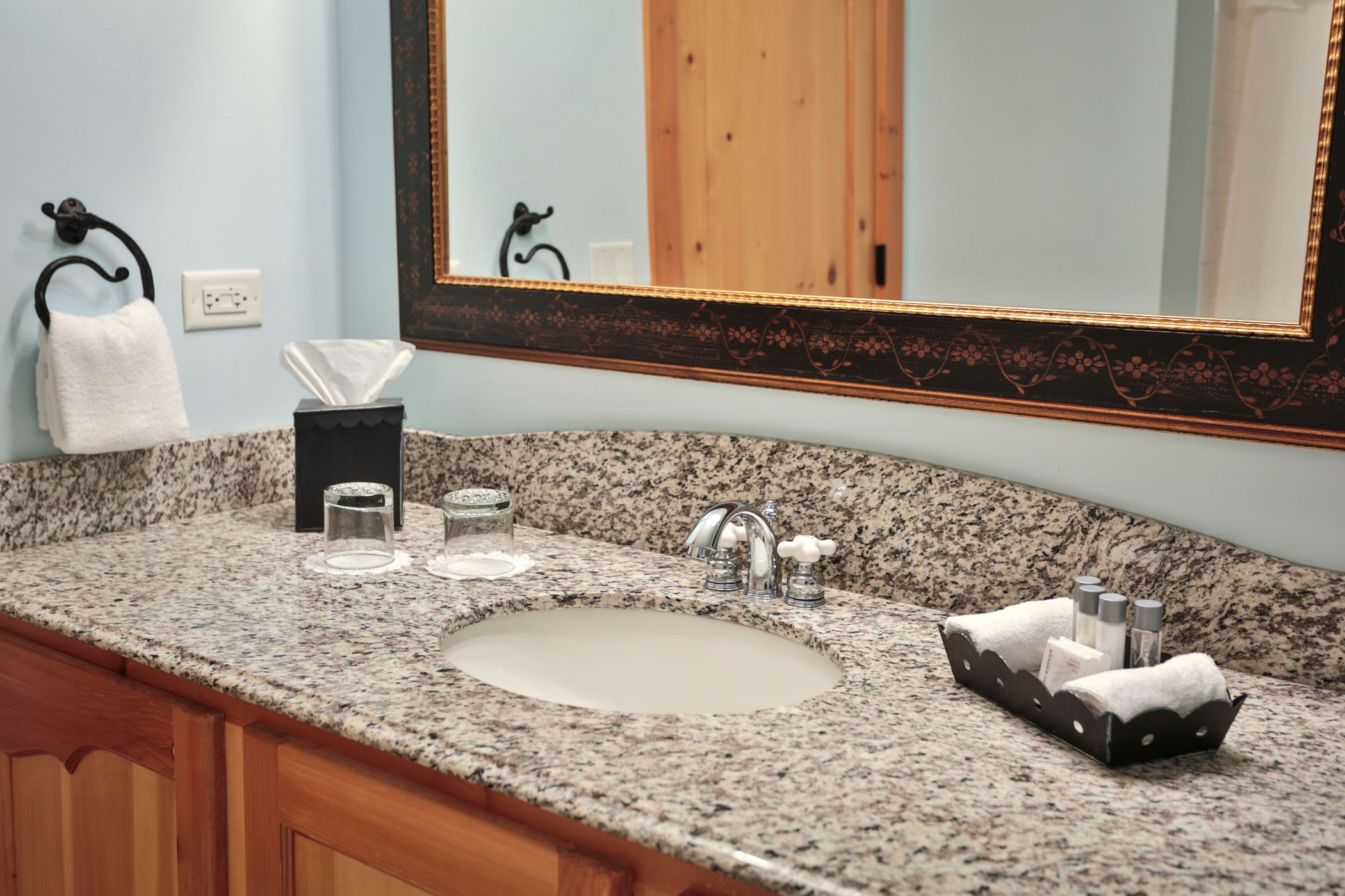 Bathroom sink in the Mountain Grand Lodge and Spa