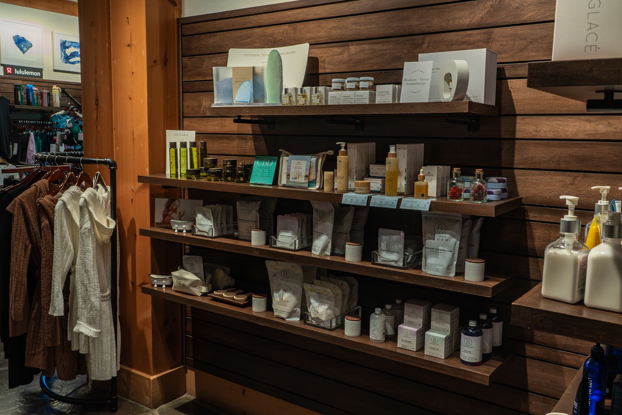 The Spa shop wellness products display