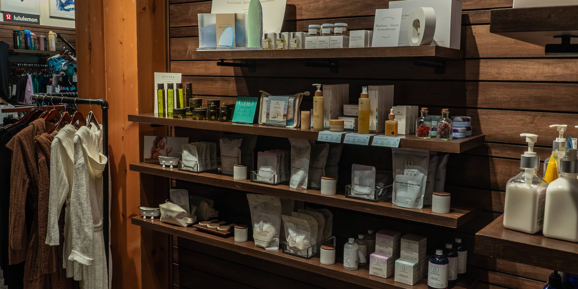 The Spa shop wellness products display