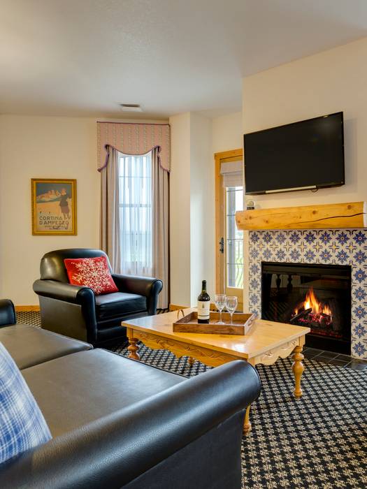 Living room area inside Cortina Suite.