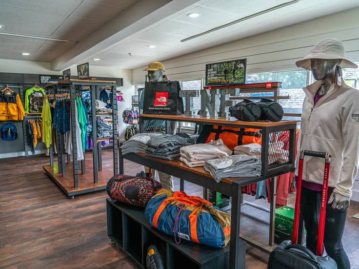Table display at The North Face store at Boyne Mountain