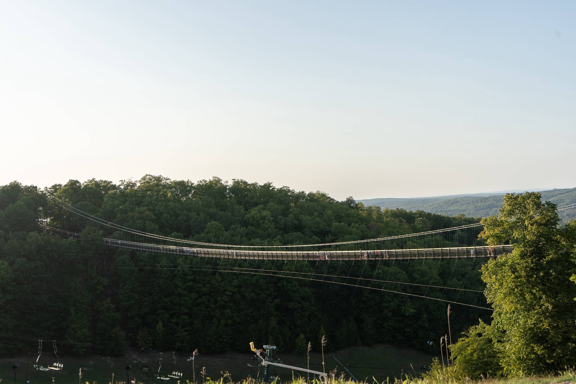 Golden hour view of SkyBridge Michigan
