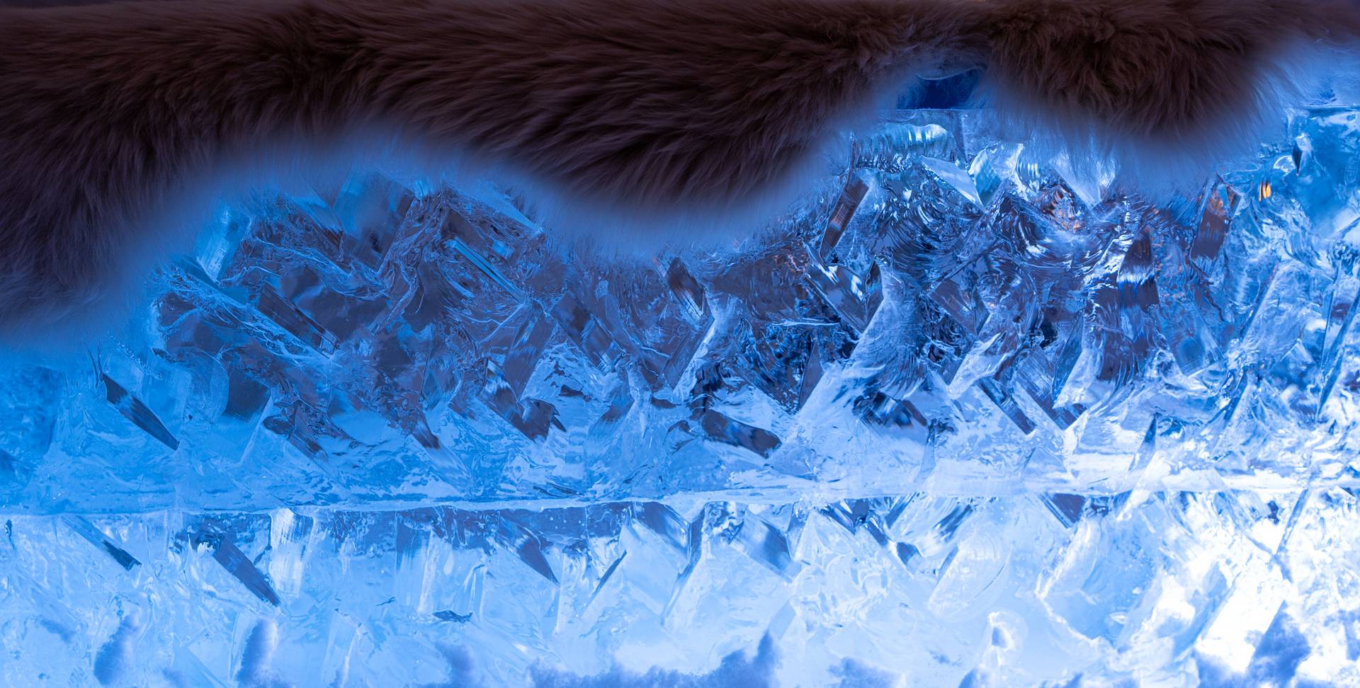 ice bench inside iglu