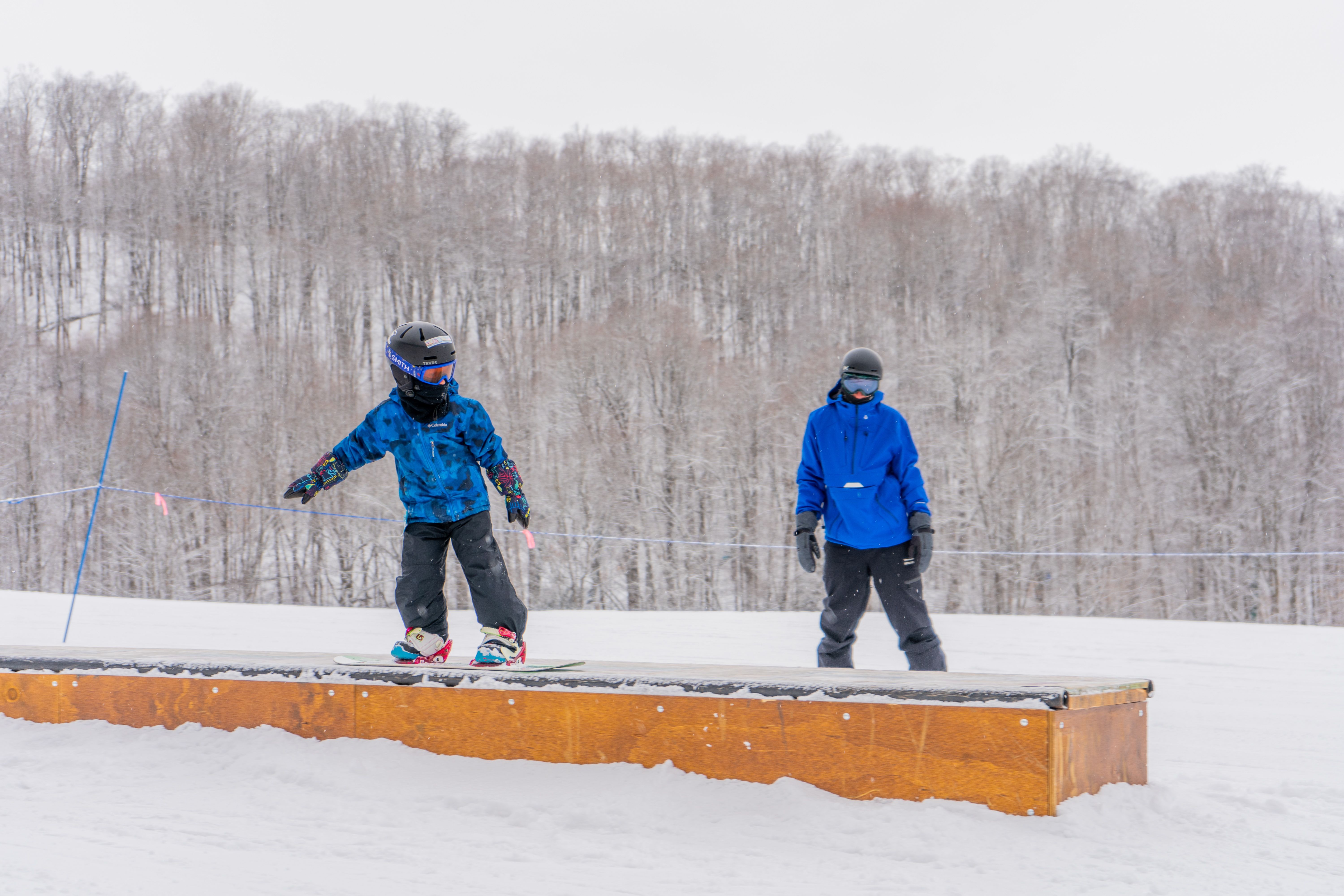 Younger rider hitting box at Fritz's Terrain Park