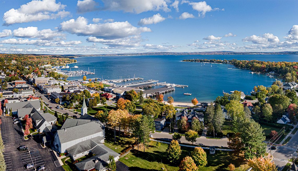 aerial view of harbor springs
