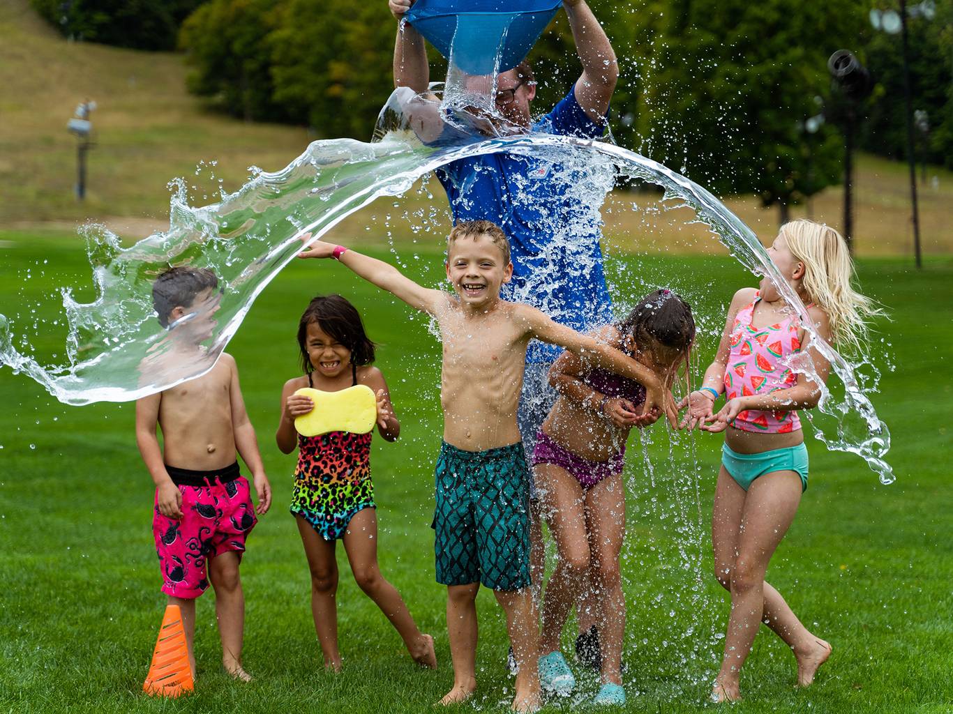 Kids playing in water at Fritz's Adventure Camp