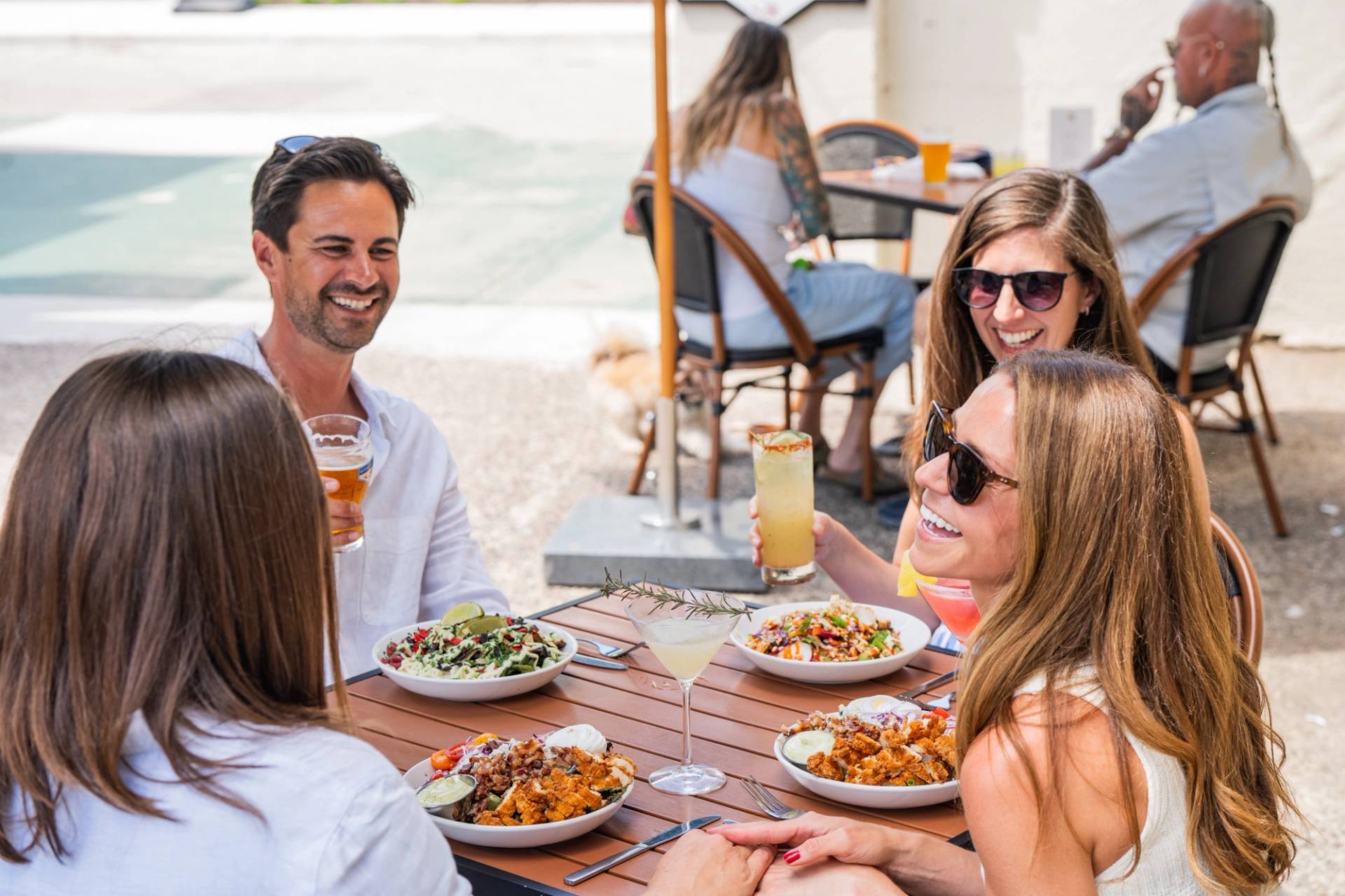 friends having lunch in the back forty