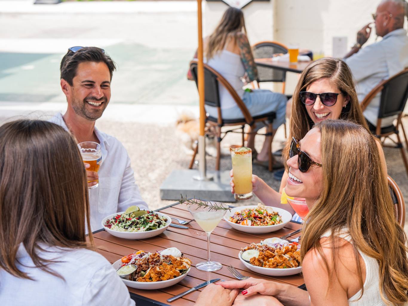 friends having lunch in the back forty