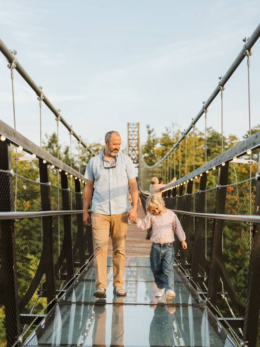 dad and daughter on skybridge michigan
