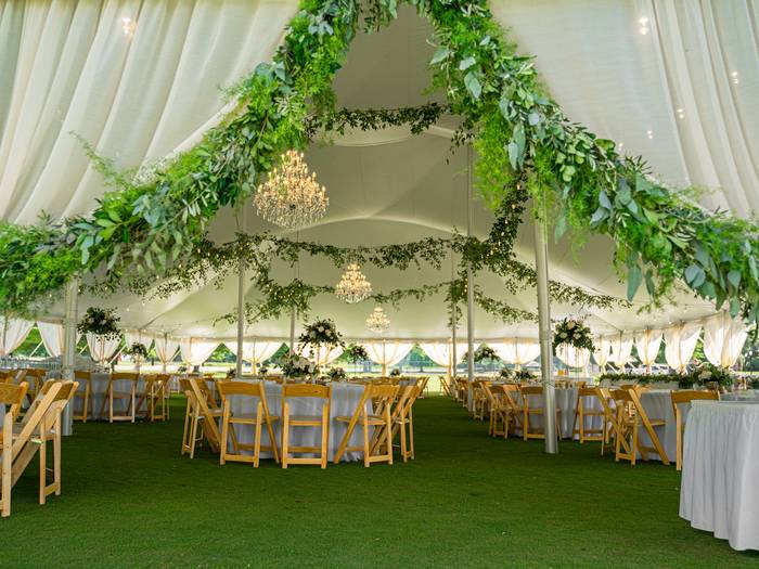 Inside wedding tent at the Beach House lawn
