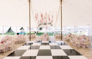 beach house wedding tent dancefloor