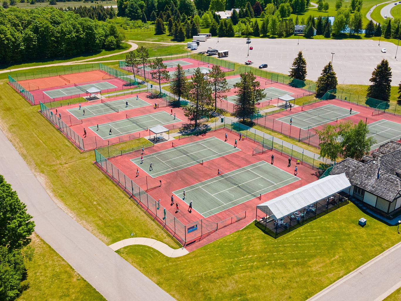 Arial view of the Boyne Mountain tennis courts