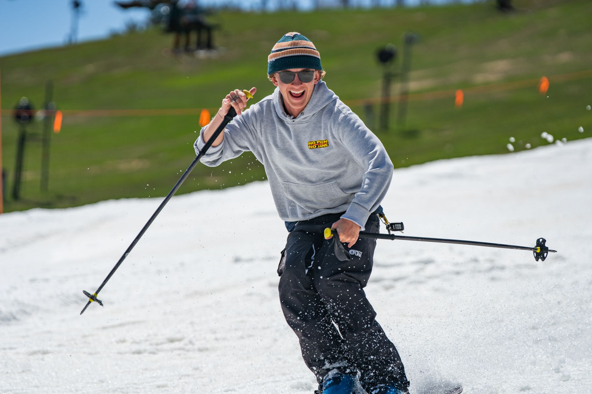 guy skiing on glacier