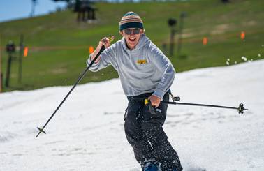 guy skiing on glacier