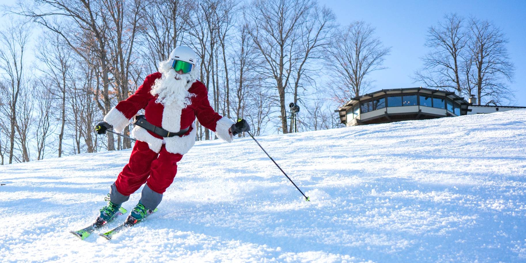 Santa skiing down Hemlock