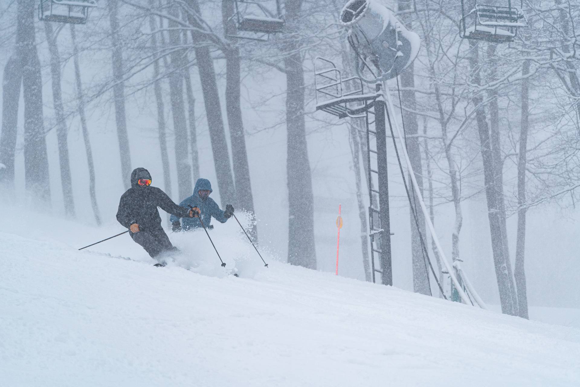 Skiers on Hemlock