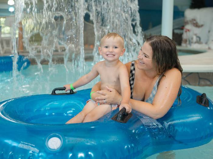 mom and son waterpark