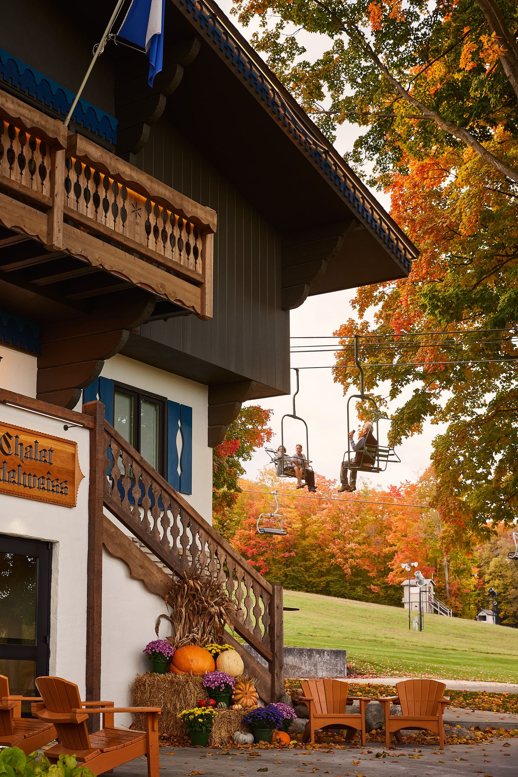 Chalet Edelweiss entrance with fall decor