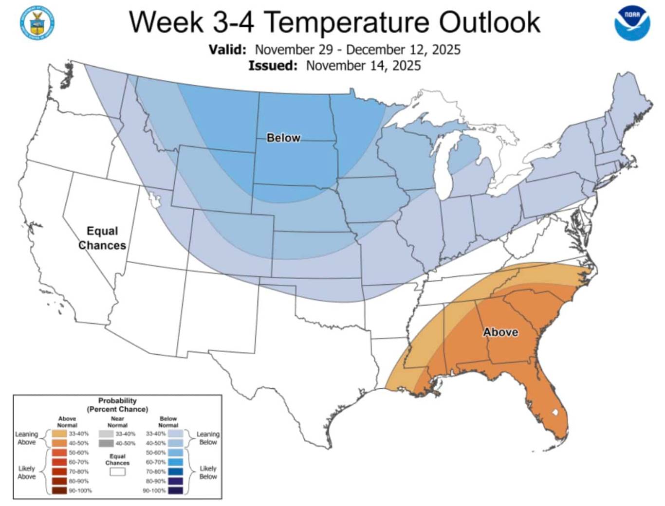 NOAA temperature outlook
