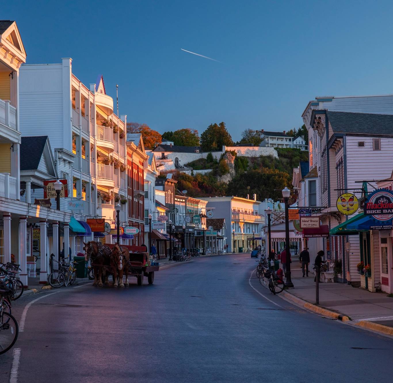 Main street on Mackinac Island in the summer