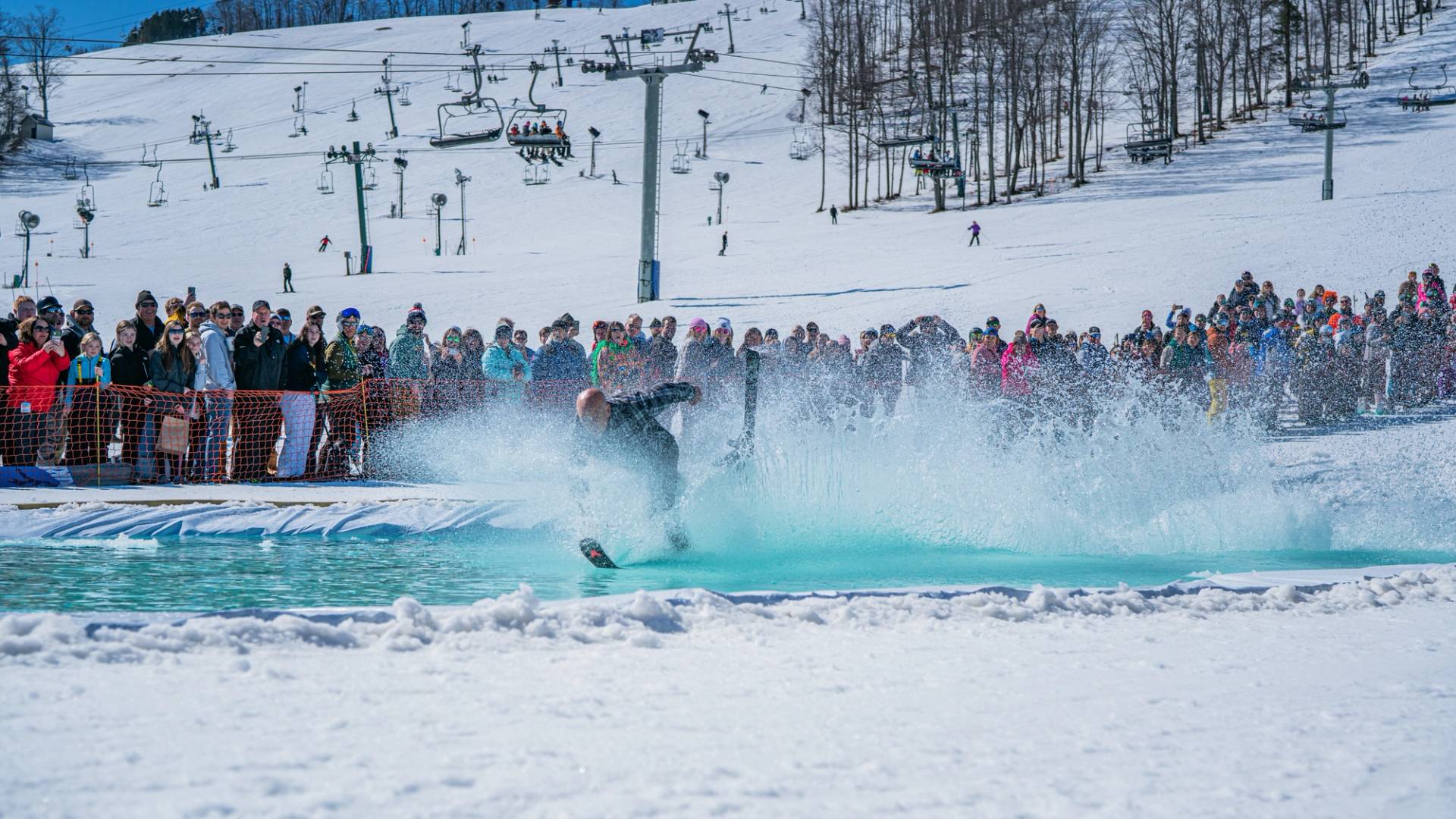 person falling at slush cup