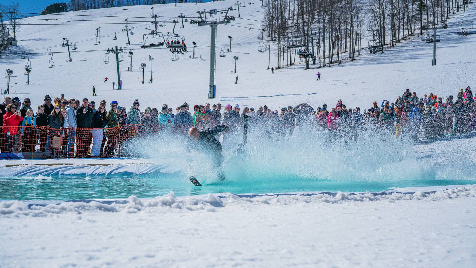 person falling at slush cup