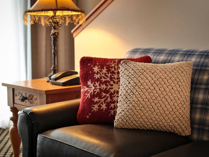 Couch inside Arberg Suite.