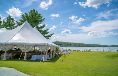 wedding tent view at deer lake