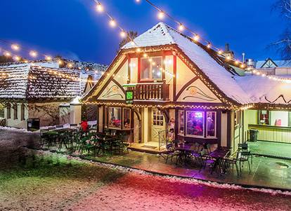 Exterior of Forty Acres Pub at Boyne Mountain.