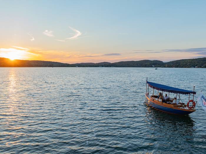 Miss Donna on deer lake at sunset