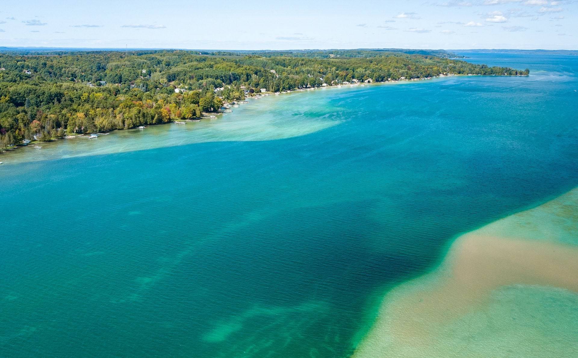 aerial view of torch lake