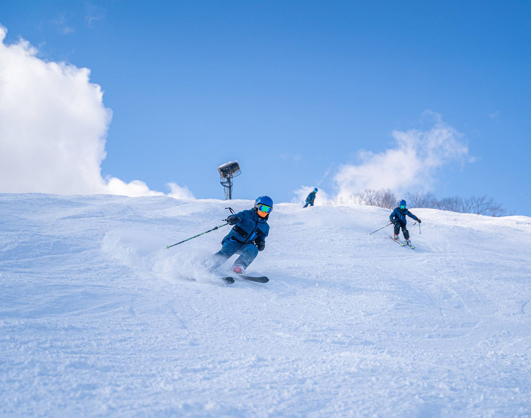 Children ripping down the ski hill