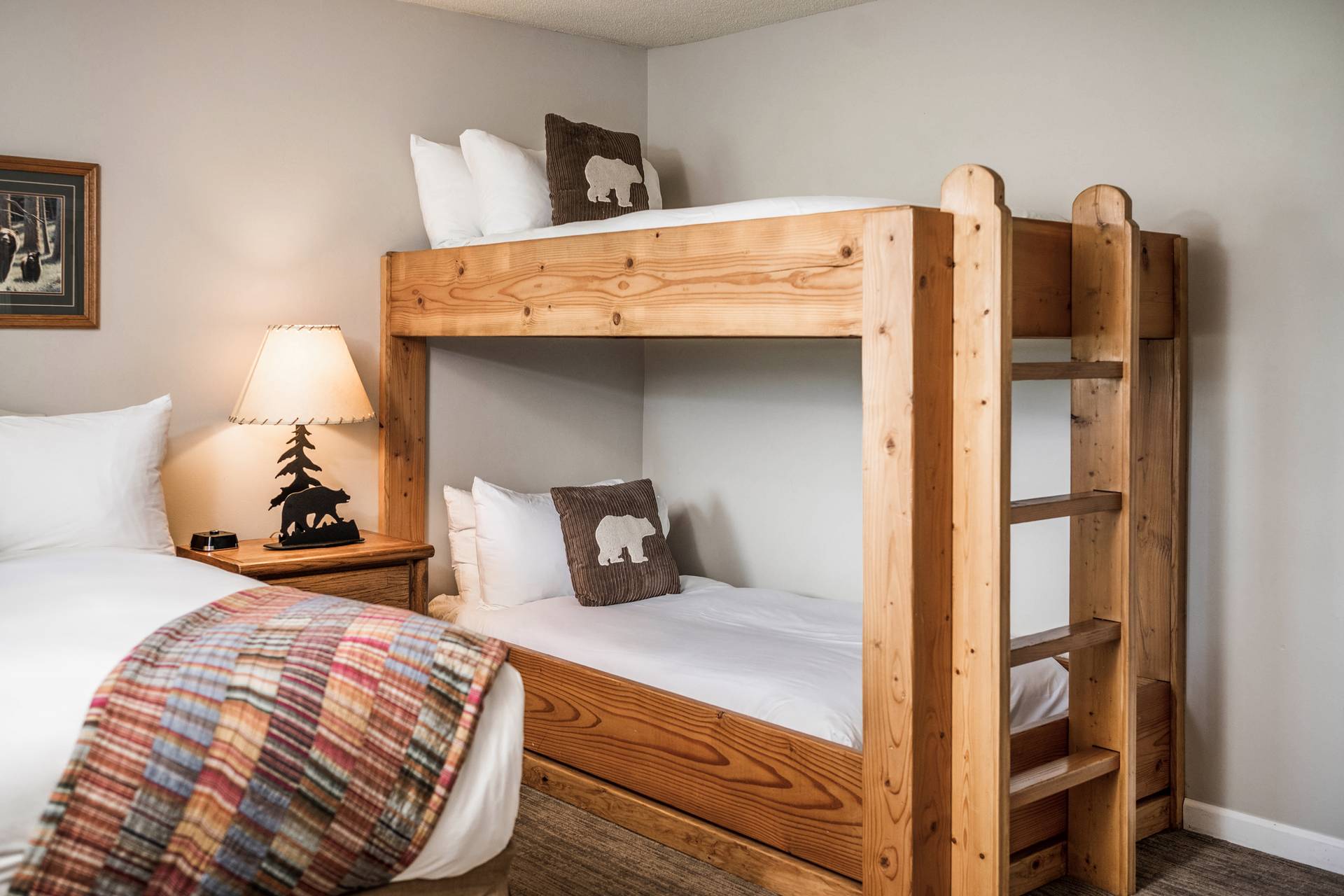 mountain villa bedroom with bunk bed