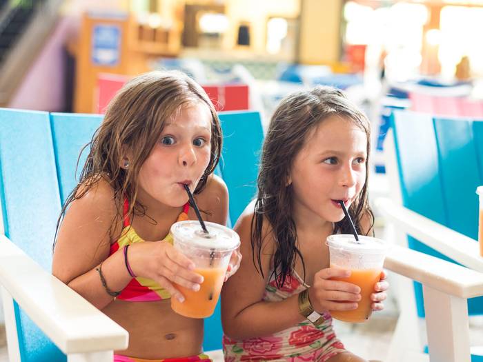 Girls drinking slushies