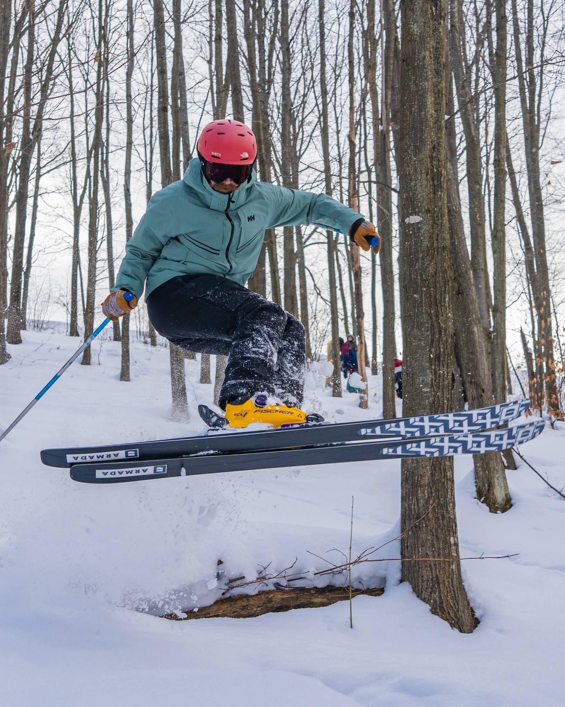 skier riding glades