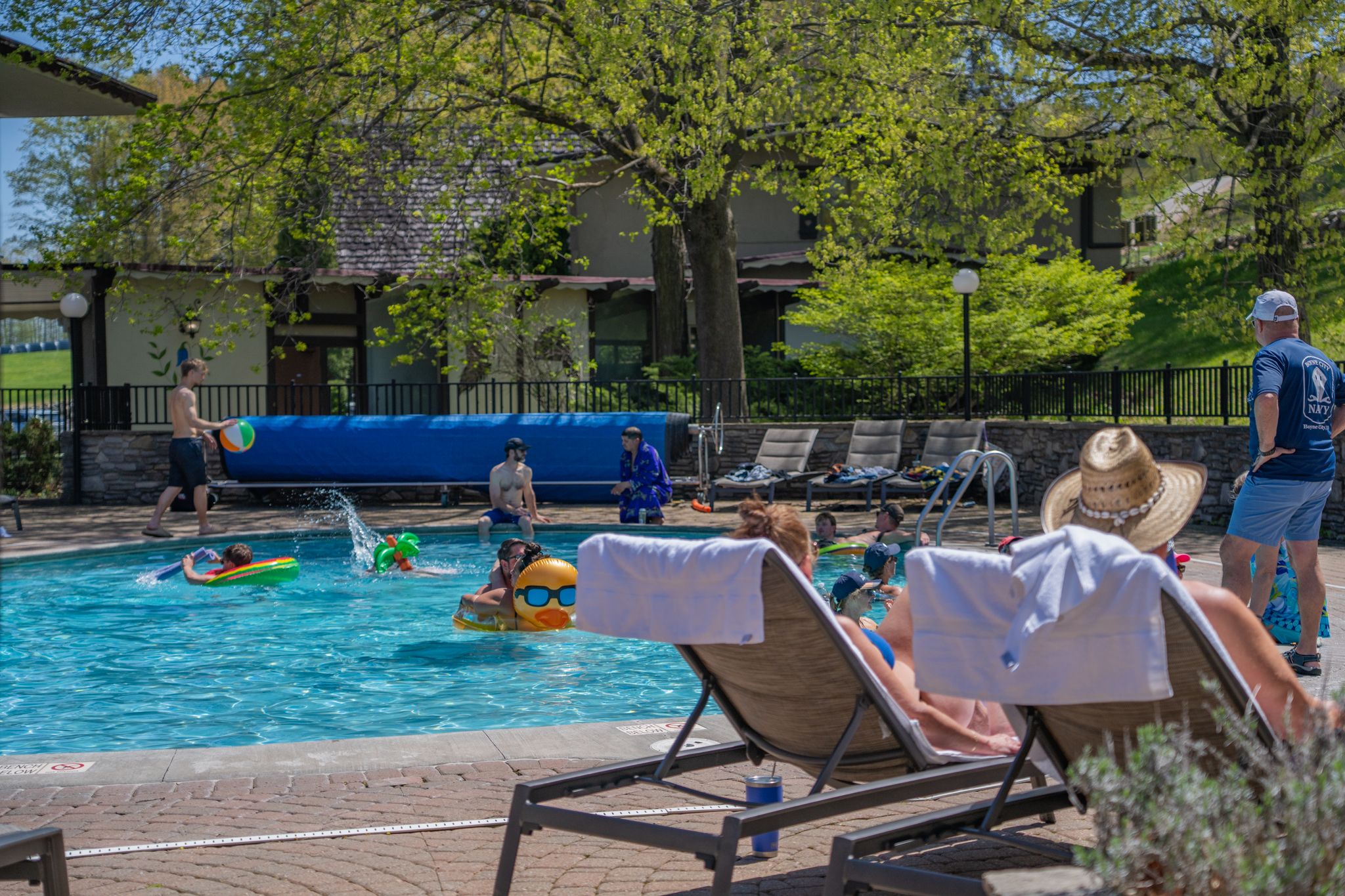 pool party at the clock tower lodge