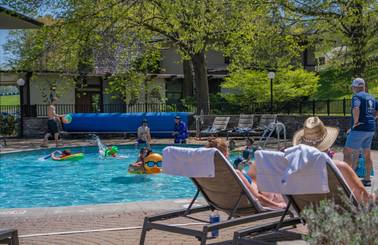pool party at the clock tower lodge
