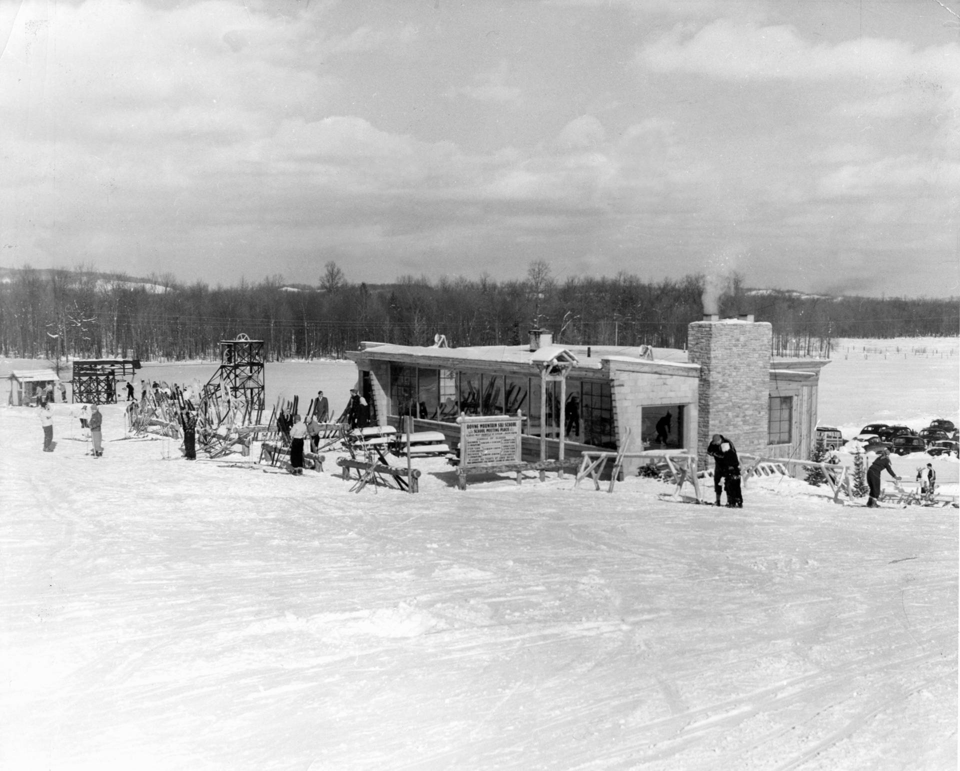 Archive photo of the first lodge at Boyne Mountain