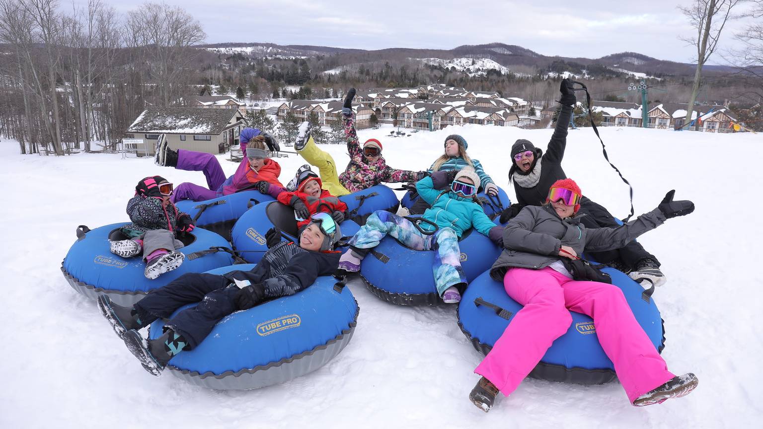 Large group on tubes on the top of the tubing run